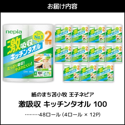 紙のまち苫小牧　ネピア 激吸収キッチンタオル 4ロール入り×12パック