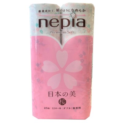 紙のまち苫小牧 ネピアプレミアムトイレットロール日本の美12ロールダブル桜 6パック