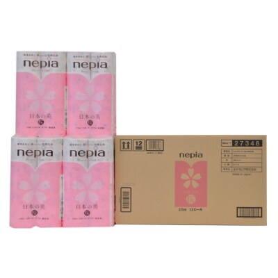 紙のまち苫小牧 ネピアプレミアムトイレットロール日本の美12ロールダブル桜 6パック