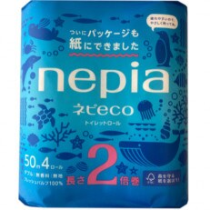 紙のまち苫小牧　ネピア　ネピecoトイレットロール2倍巻　4ロールダブル(紙包装)
