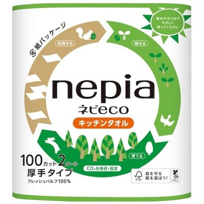 紙のまち苫小牧 ネピecoキッチンタオル2ロール24パック 紙包装