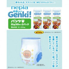 紙のまち苫小牧　ネピアやさしいGenki!パンツ　BIGサイズ38枚×3パック