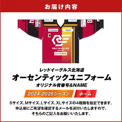レッドイーグルス北海道の2024-2025ユニフォーム・ホーム・オリジナル背番号&NAME 1枚
