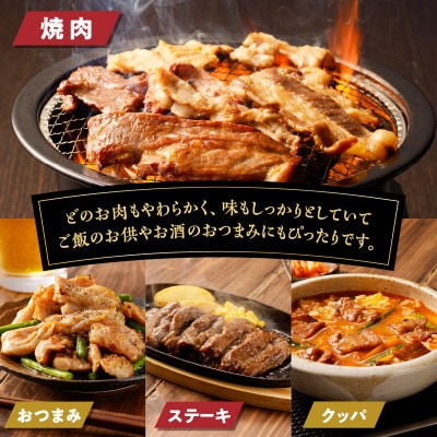 焼肉6種セット　(牛さがり、牛カルビ、鶏せせり、豚塩ホルモン、豚味噌ホルモン、豚カルビロング)