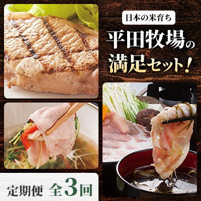 【毎月定期便】日本の米育ち平田牧場の満足セット!全3回