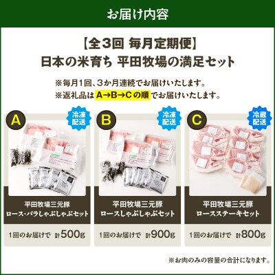 【毎月定期便】日本の米育ち平田牧場の満足セット!全3回