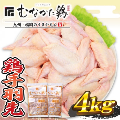 宗像産ブランド鶏【むなかた鶏】手羽先4kg(平飼い)【JAほたるの里】_HA1422