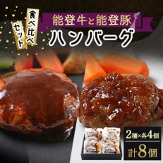 能登牛と能登豚ハンバーグ食べ比べセット 2種類8個入り