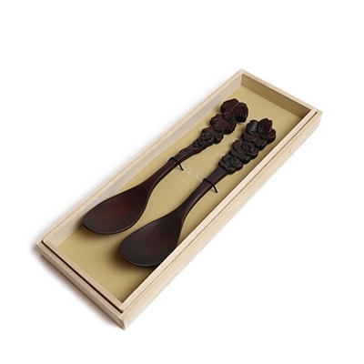 軽井沢彫 ロングスプーン 桜・葡萄 桐箱入り 長野県伝統工芸品