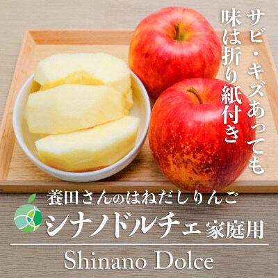 養田さんのはねだしりんご　シナノドルチェ　サビ・キズあり　家庭用　約3kg　6～10玉