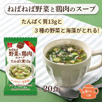 3種の野菜と海藻とたんぱく質13gが摂れる!野菜とたんぱくねばねば野菜と鶏肉のスープ20食セット