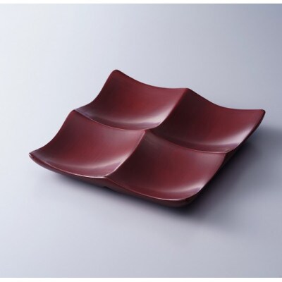 木曽漆器<伊藤寛司商店>　古代あかね塗　小皿　ウェーブ　四菜