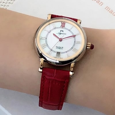 信州腕時計職人の渾身作 Azusa Marble-W レッドセット | 長野県
