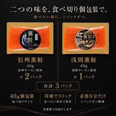 【さとふる限定】スモークサーモンの食べ比べセット 信州産サーモン 冷燻 無添加 40g×3