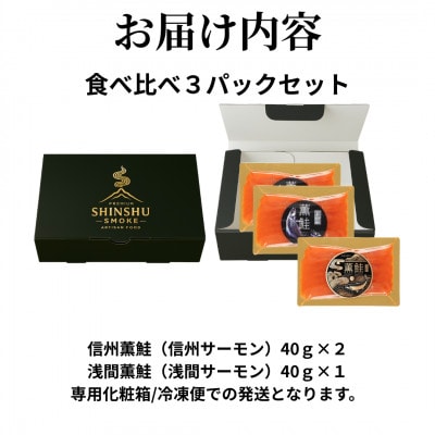 【さとふる限定】スモークサーモンの食べ比べセット 信州産サーモン 冷燻 無添加 40g×3