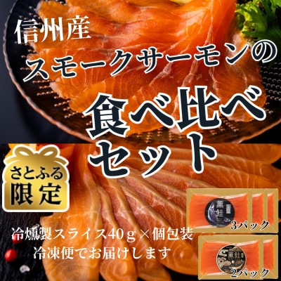 【さとふる限定】スモークサーモンの食べ比べセット 信州産サーモン 冷燻 無添加 40g×5