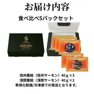 【さとふる限定】スモークサーモンの食べ比べセット 信州産サーモン 冷燻 無添加 40g×5