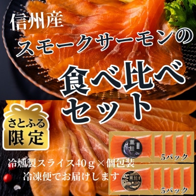 【さとふる限定】スモークサーモンの食べ比べセット 信州産サーモン 冷燻 無添加 40g×10
