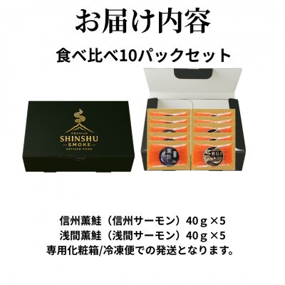 【さとふる限定】スモークサーモンの食べ比べセット 信州産サーモン 冷燻 無添加 40g×10