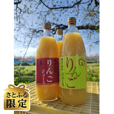【さとふる限定】さとふる限定。信州産【果汁100%りんごジュース】サンふじ1L×6本入り