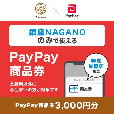 銀座NAGANO(長野県(県庁))　PayPay商品券(3,000円分)※指定の店舗でのみ利用可