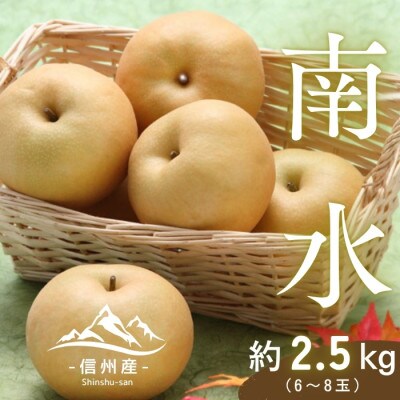 【信州産】南水梨　秀品　約2.5kg(6～8玉入り)　9月中旬から順次発送
