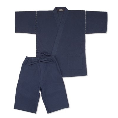 【桐生:和粋庵】綿しじら甚平 　NO.1 濃紺　LLサイズ
