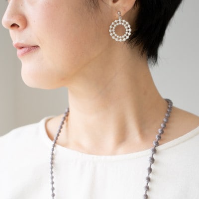 刺繍ピアス　ドイリーピアス(シルバー)