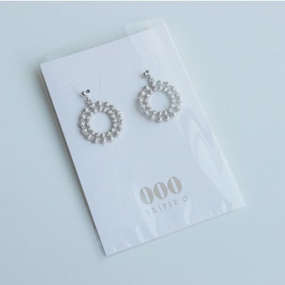 刺繍ピアス　ドイリーピアス(シルバー)