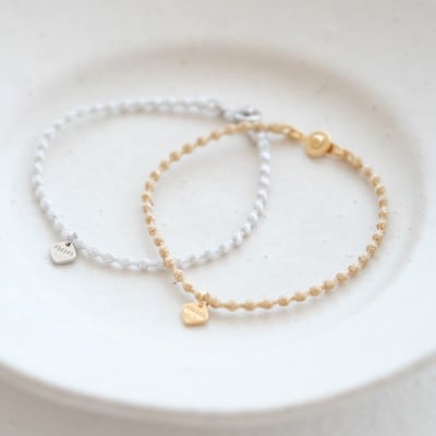 刺繍ブレスレット　マイクロスフィアブレスレット(ゴールド)