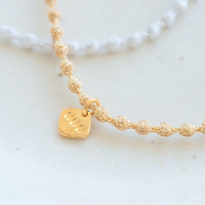 刺繍ブレスレット　マイクロスフィアブレスレット(ゴールド)