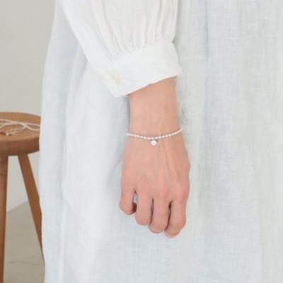 刺繍ブレスレット　マイクロスフィアブレスレット(シルバー)