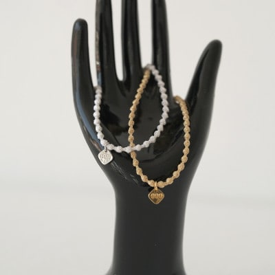 刺繍ブレスレット　マイクロスフィアブレスレット(シルバー)