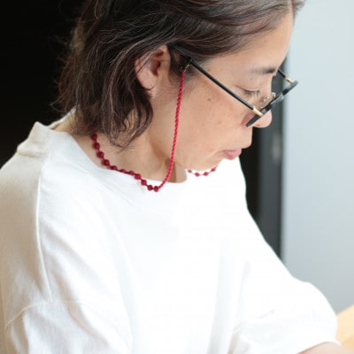 刺繍グラスコード　レッド