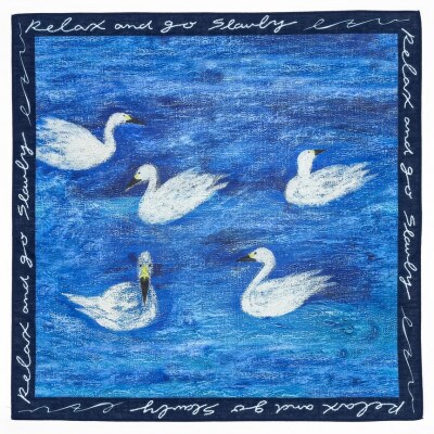 【ezu】handkerchief /no.005◆コットン100%◆大判◆おしゃれ◆手描き