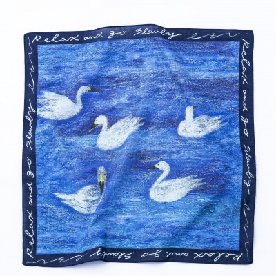 【ezu】handkerchief /no.005◆コットン100%◆大判◆おしゃれ◆手描き