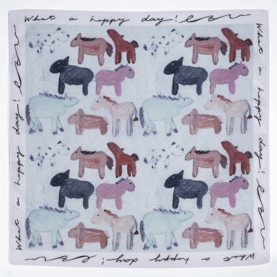 【ezu】handkerchief /no.003◆コットン100%◆大判◆おしゃれ◆手描き