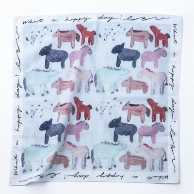 【ezu】handkerchief /no.003◆コットン100%◆大判◆おしゃれ◆手描き