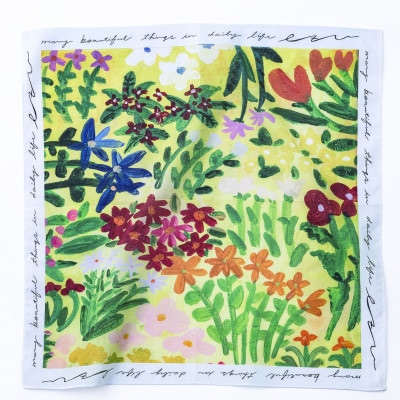 【ezu】handkerchief /no.002◆コットン100%◆大判◆おしゃれ◆手描き