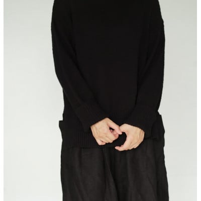 【ezu】monochrome sweater black /コットン100%◆黒◆Lサイズ