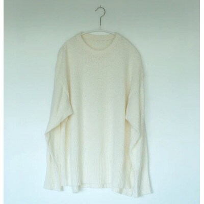 【ezu】monochrome sweater white /コットン100%◆高級◆白◆Lサイズ