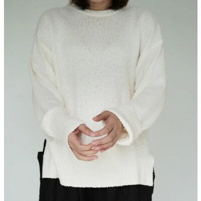 【ezu】monochrome sweater white /コットン100%◆高級◆白◆Lサイズ