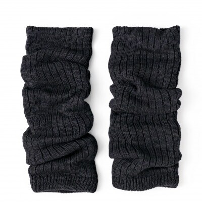 【ezu】leg warmers　◆シルクとコットンのレッグウォーマー◆おしゃれ◆リブ編み　黒色