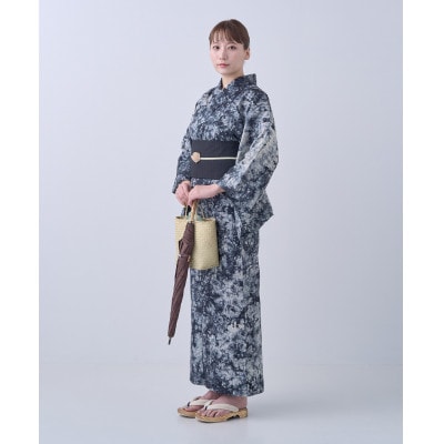 [創業1919年の染屋が作る]夏に映える手染めの魅力・桐染の籠染浴衣(ベージュ×黒籠染)