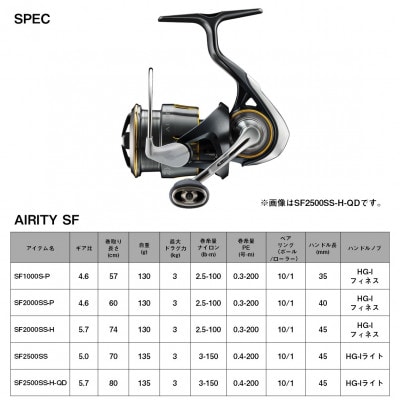 【釣具のダイワ】のスピニングリール 23AIRITY SF 2000SS-H