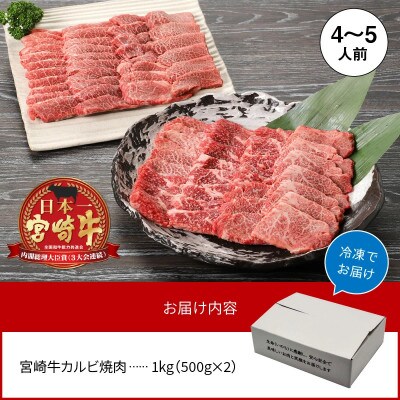 【2023年2月より順次発送】宮崎牛 A4～A5 カルビ 焼肉・バーベキュー用 1kg(延岡市)