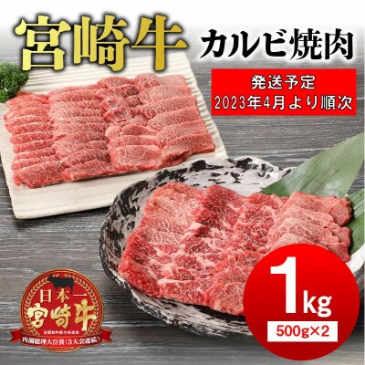 【2023年4月より順次発送】宮崎牛 A4～A5 カルビ 焼肉・バーベキュー用 1kg(延岡市)