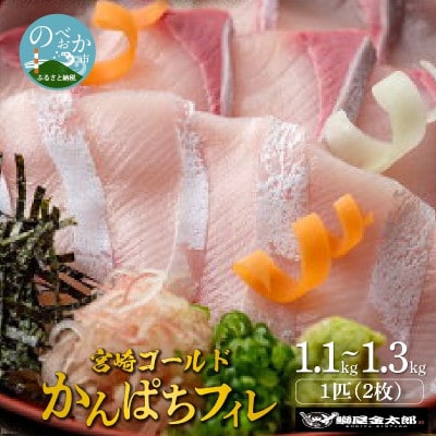 宮崎産 宮崎ゴールドかんぱちフィレ 1匹(2枚)(冷凍)