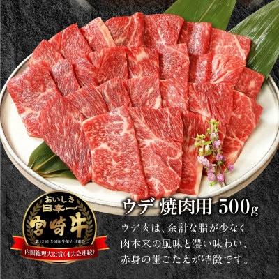 宮崎牛 ウデ 焼肉 500g(延岡市)