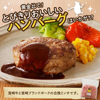 宮崎牛・宮崎ブランドポーク合挽ミンチ1kg(延岡市)